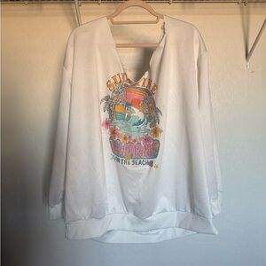 White Graphic California Beach Sweatshirt